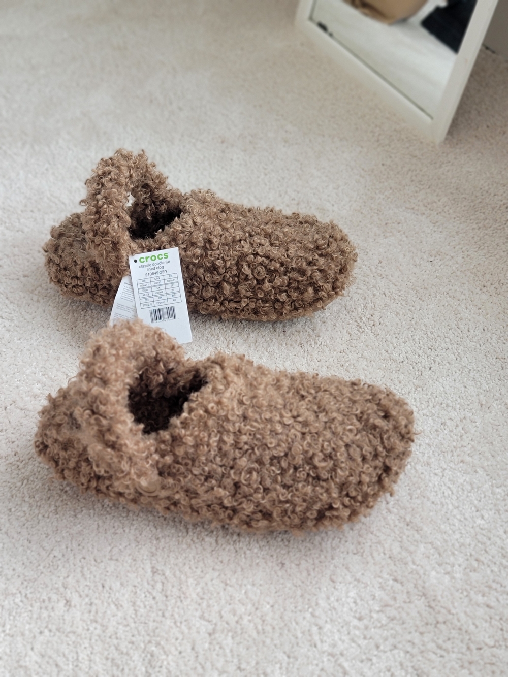 Crocs Classic Doodle Fur Clogs Brown Sherpa Teddy Size W11 M9 NWOB - Picture 2 of 7